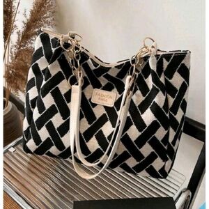 Color-Block Plaid Polyester Zippered Shoulder Bag, Large Capacity & Fashiona